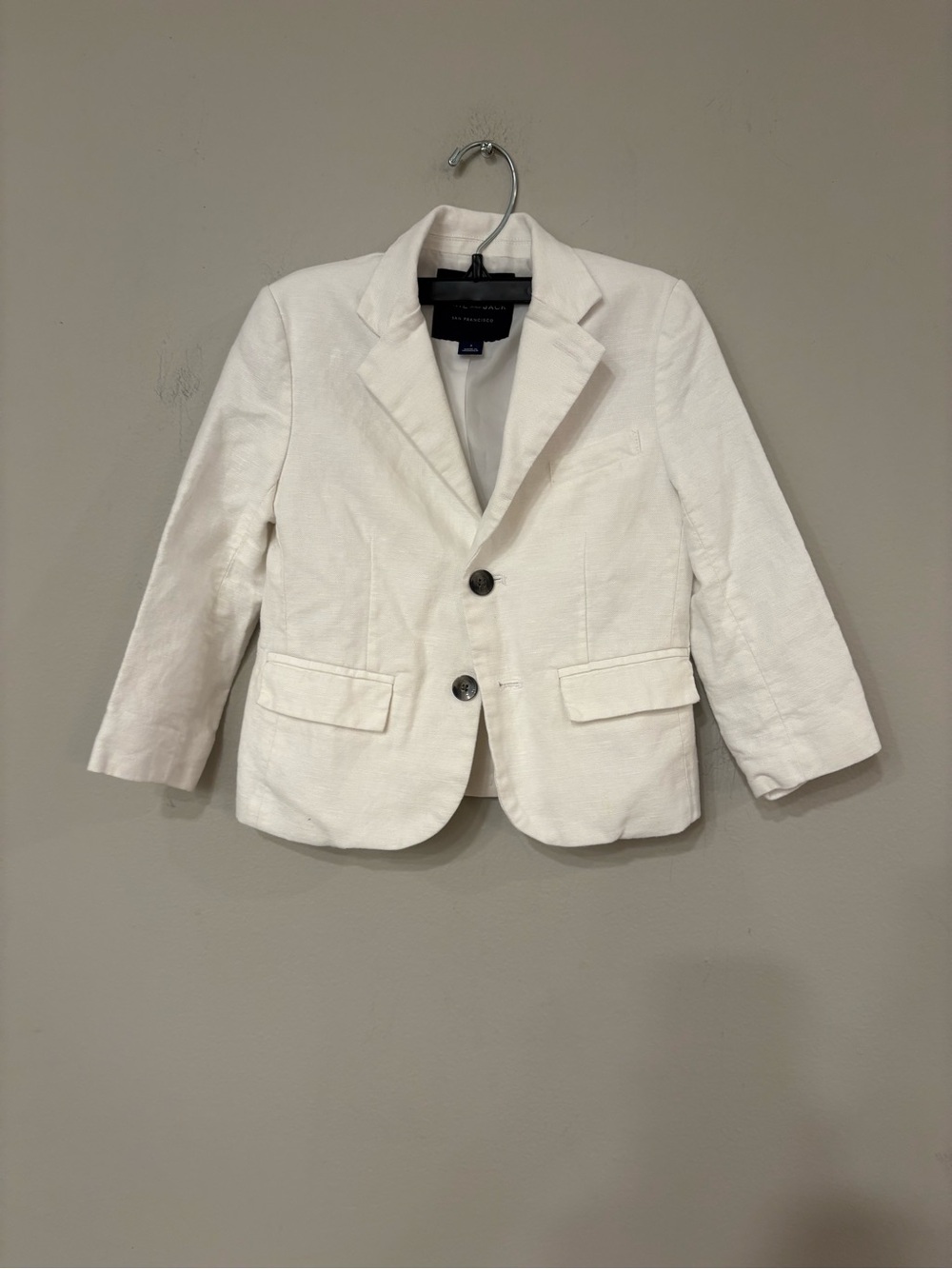 Janie & Jack Boys Size 3 White Linen & Cotton Blazer Preloved